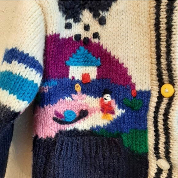 Vintage Embroidered Wool Jacket Cardigan 2T - Picture 5 of 10